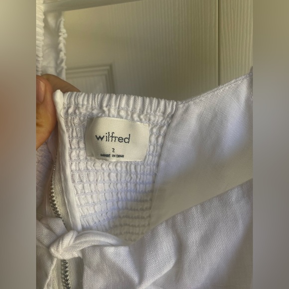 New Aritzia Wilfred Rowena Puff-sleeve linen midi dress - Picture 8 of 11